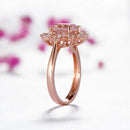 3 PCS/Set Snow Shape Gemstone Jewelry Set For Women, Ring Size:7(Pink)