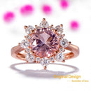 3 PCS/Set Snow Shape Gemstone Jewelry Set For Women, Ring Size:7(Pink)