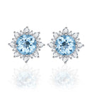 3 PCS/Set Snow Shape Gemstone Jewelry Set For Women, Ring Size:7(Blue)