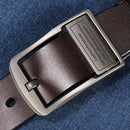 Men Pin Buckle Two-layer Cowhide Belt Pure Leather Pants Belt, Belt Length:115cm( brown)