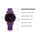 Luxury Mesh Ladies Clock Magnet Buckle Starry Diamond Geometric Quartz Wristwatch Women Watches(Blue)