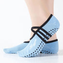1 Pair Sports Yoga Socks Slipper for Women Anti Slip Lady Damping Bandage Pilates Sock(Sky Blue)
