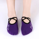 1 Pair Sports Yoga Socks Slipper for Women Anti Slip Lady Damping Bandage Pilates Sock(Dark Purple)