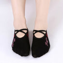 1 Pair Sports Yoga Socks Slipper for Women Anti Slip Lady Damping Bandage Pilates Sock(Black)