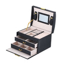 Simple Portable Jewelry Box Earrings Ring Storage Consolidation Box with Drawers, Size : 17.5 x 14 x 13cm(black)