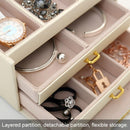 Simple Portable Jewelry Box Earrings Ring Storage Consolidation Box with Drawers, Size : 17.5 x 14 x 13cm(black)