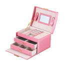 Simple Portable Jewelry Box Earrings Ring Storage Consolidation Box with Drawers, Size : 17.5 x 14 x 13cm(Rose Red)
