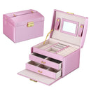 Simple Portable Jewelry Box Earrings Ring Storage Consolidation Box with Drawers, Size : 17.5 x 14 x 13cm(Violet)