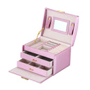 Simple Portable Jewelry Box Earrings Ring Storage Consolidation Box with Drawers, Size : 17.5 x 14 x 13cm(Violet)
