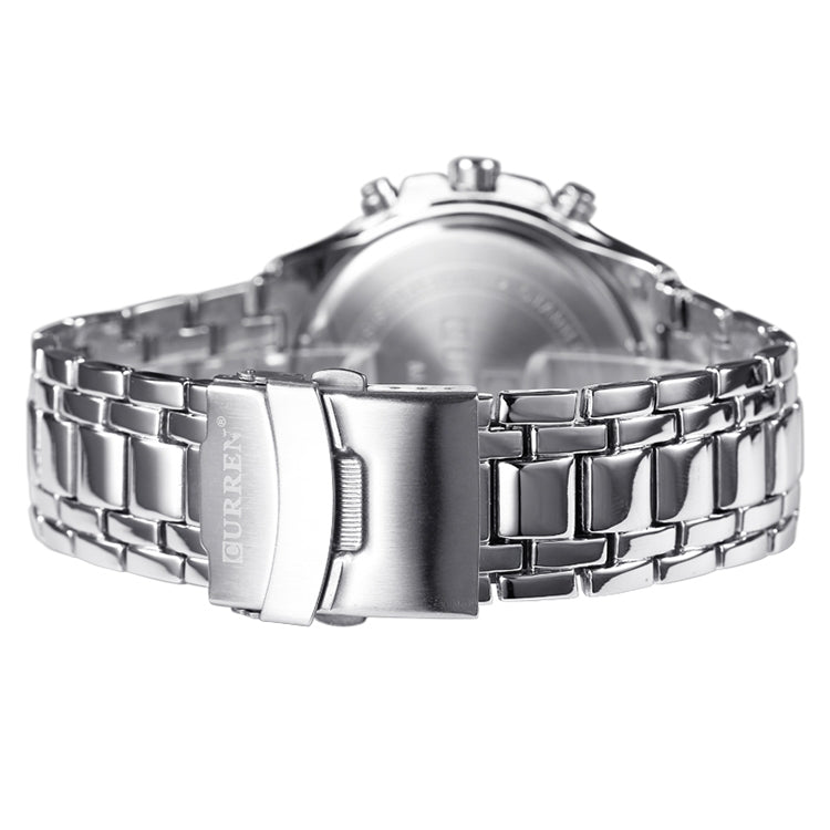 CURREN 8023 Men Stainless Steel Analog Sport Quartz Watch(Silver case gold face)