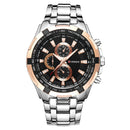 CURREN 8023 Men Stainless Steel Analog Sport Quartz Watch(Silver case gold ring black face)