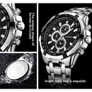 CURREN 8023 Men Stainless Steel Analog Sport Quartz Watch(Black case gold ring white face)