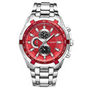 CURREN 8023 Men Stainless Steel Analog Sport Quartz Watch(White case red face)