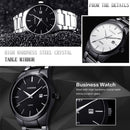 CURREN 8106 Fashion Business Calendar Waterproof Full Steel Quartz Watch(black case white face)