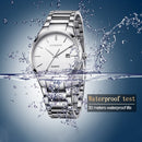 CURREN 8106 Fashion Business Calendar Waterproof Full Steel Quartz Watch(black case white face)
