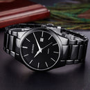 CURREN 8106 Fashion Business Calendar Waterproof Full Steel Quartz Watch(black case white face)