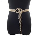 Women Double Loop Shape Diamond Belt Waist Chain, Length:120cm(Gold)