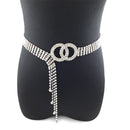 Women Double Loop Shape Diamond Belt Waist Chain, Length:120cm(Silver)