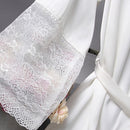 Robes Elegant Sleepwear Sexy Lace Women Dressing Kimono Silk Bath Robe, Size:M(White)