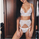 3 PCS Women Lingerie Set Sexy transparent Lace, Size:XXXL(Black)