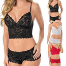 3PCS Sexy Lace Ladies Underwear Bra And Panty Set, Size:M(Black)