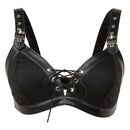 Corset Bra Women Faux Leather Punk Bralette Punk Rave Clothing, Size:S(Black)