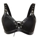 Corset Bra Women Faux Leather Punk Bralette Punk Rave Clothing, Size:M(Black)