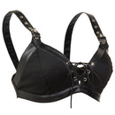 Corset Bra Women Faux Leather Punk Bralette Punk Rave Clothing, Size:M(Black)