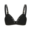 Corset Bra Women Faux Leather Punk Bralette Punk Rave Clothing, Size:L(Black)