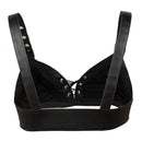 Corset Bra Women Faux Leather Punk Bralette Punk Rave Clothing, Size:XXL(Black)