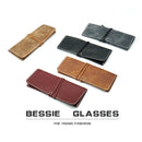 Retro Leather Sunglasses Case Handmade Soft Eyeglasses Protector Bag(Red)
