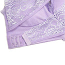 Front Cross Side Buckle Wireless Lace Bra Breathable Sport For Women, Size:L(Purple)