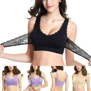Front Cross Side Buckle Wireless Lace Bra Breathable Sport For Women, Size:L(Purple)