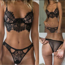 Women Lace Sling Sexy Cutout Set Lingerie Set, Cup Size:L(Black)