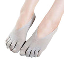 5 Pairs Female Socks Five Toe Sock Slippers Invisibility for Solid Color Crew Socks(White)