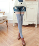 3 Pairs Sexy Thigh High Stocking Women Over knee Socks Female Hosiery Stockings(Light Grey)