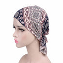 2 PCS Stretch Cotton Printed Turban Cap Chemotherapy Cap Toe Cap, Size:One Size(Floral Pink)