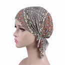 2 PCS Stretch Cotton Printed Turban Cap Chemotherapy Cap Toe Cap, Size:One Size(Floral Green)