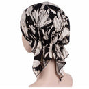 2 PCS Stretch Cotton Printed Turban Cap Chemotherapy Cap Toe Cap, Size:One Size(Navy Blue Feather)