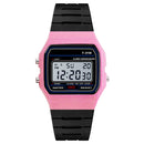 F-91W Analog Digital Motion LED Silicone Strap Multifunction Electronic Watch(Black)