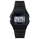 F-91W Analog Digital Motion LED Silicone Strap Multifunction Electronic Watch(Black)