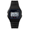 F-91W Analog Digital Motion LED Silicone Strap Multifunction Electronic Watch(Black)