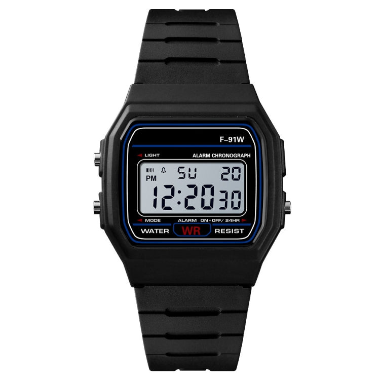 F-91W Analog Digital Motion LED Silicone Strap Multifunction Electronic Watch(Black)