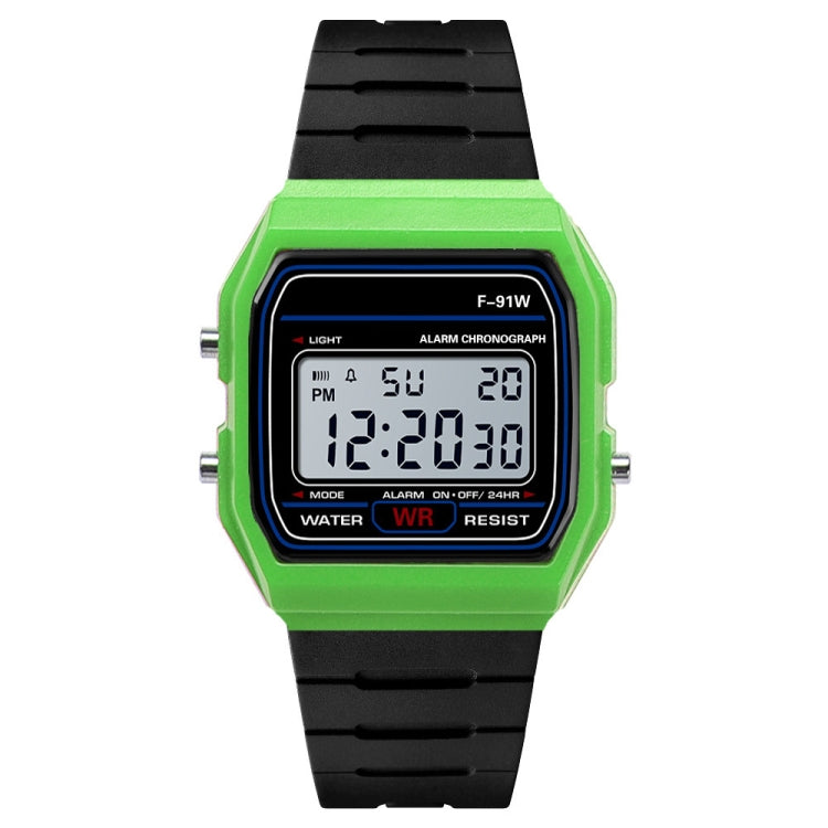 F-91W Analog Digital Motion LED Silicone Strap Multifunction Electronic Watch(Black)