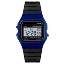 F-91W Analog Digital Motion LED Silicone Strap Multifunction Electronic Watch(Dark Blue)