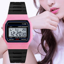 F-91W Analog Digital Motion LED Silicone Strap Multifunction Electronic Watch(Dark Blue)