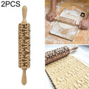 2 PCS Christmas Embossing Rolling Pin Baking Cookies Fondant Cake Dough Engraved Roller(43cm elk)