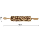 2 PCS Christmas Embossing Rolling Pin Baking Cookies Fondant Cake Dough Engraved Roller(43cm elk)
