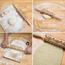 2 PCS Christmas Embossing Rolling Pin Baking Cookies Fondant Cake Dough Engraved Roller(43cm elk)
