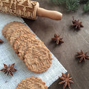 2 PCS Christmas Embossing Rolling Pin Baking Cookies Fondant Cake Dough Engraved Roller(43cm elk)